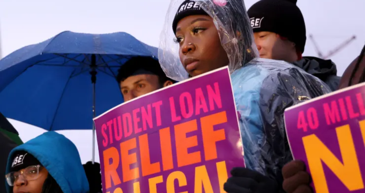 Student loan borrowers camp out in Supreme Court praising Biden’s forgiveness plan